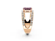 Solitaire Engagement Ring Setting for Fancy Pink Emerald Cut Center with Wide-Open Split Shank and Prong Head in Rose Gold