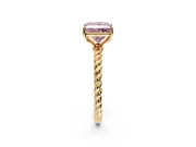 Solitaire Engagement Ring Setting for Fancy Pink Princess Cut Center with Plain Twisted Rope Band and Prong Head in Yellow Gold