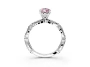 Solitaire Engagement Ring Setting for Fancy Pink Pear-Shaped Center with Marquise Panel Band and Prong Head in Sterling Silver