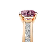 Solitaire Engagement Ring Setting for Fancy Pink Round Cut Center with Princess Cut Channel Band and Prong Head in Rose Gold