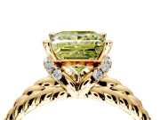 Halo Engagement Ring Setting for Fancy Yellow Princess Cut Center with Rope Twist Split Shank and Prong Head in Yellow Gold