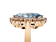 Starburst Halo Engagement Ring Setting for Fancy Blue Marquise Center with Flat Cathedral Band and Prong Head in Rose Gold