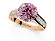 Solitaire Engagement Ring Setting for Fancy Pink Round Cut Center with Cathedral Channel Band and Prong Head in Rose Gold