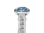 Solitaire Engagement Ring Setting for Fancy Blue Princess Cut Center with Channel Band and Double Claw Prong Head in Platinum