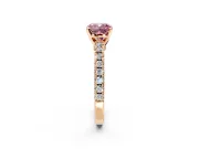 Solitaire Engagement Ring Setting for Fancy Pink Cushion Cut Center with Single Row Accent Band and Prong Head in Rose Gold