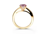 Solitaire Engagement Ring Setting for Fancy Pink Round Cut Center with Flat-Sided Plain Band and Prong Head in Yellow Gold