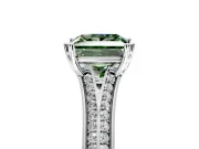 Solitaire Engagement Ring Setting for Fancy Green Princess Cut Center with Pave Rail Split Shank and Prong Head in White Gold
