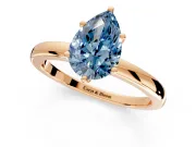 Solitaire Engagement Ring Setting for Fancy Blue Pear-Shaped Center with Plain Band and Tulip Prong Head in Rose Gold