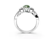 3 Stone Engagement Ring Setting for Fancy Green Pear-Shaped Center with Pave Split Shank and Prong Head in Platinum
