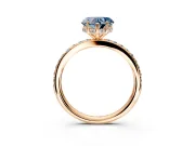 Solitaire Engagement Ring Setting for Fancy Blue Heart-Shaped Center with Fine Pave Band and Prong Head in Rose Gold