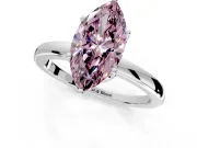 Solitaire Engagement Ring Setting for Fancy Pink Marquise Center with Plain Band and Tulip Prong Head in Sterling Silver