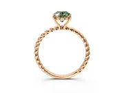 Solitaire Engagement Ring Setting for Fancy Green Oval Center with 2-Strand Rope Twist Band and Prong Head in Rose Gold