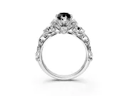 Solitaire Engagement Ring Setting for Fancy Black Marquise Center with Filigree Band and Prong Head in Sterling Silver