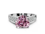 Solitaire Engagement Ring Setting for Fancy Pink Heart-Shaped Center with Cathedral Channel Band and Prong Head in White Gold