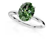 Hidden Halo Engagement Ring Setting for Fancy Green Oval Center with Thin Rounded Band and Prong Head in White Gold