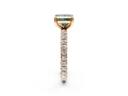 Solitaire Engagement Ring Setting for Fancy Green Princess Cut Center with Shared-Prong Accents and Prong Head in Rose Gold