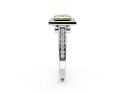 Halo Engagement Ring Setting for Fancy Yellow Princess Cut Center with Outer Bezel Rim, Pave Band and Prong Head in Platinum