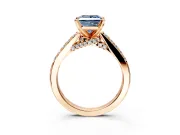 Solitaire Engagement Ring Setting for Fancy Blue Princess Cut Center with Crossover Accents and Prong Head in Rose Gold