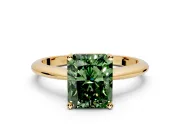 Solitaire Engagement Ring Setting for Fancy Green Radiant Cut Center with Knife Ridge Band and Claw Prong Head in Yellow Gold