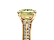 Solitaire Engagement Ring Setting for Fancy Yellow Princess Cut Center with Pave Rail Split Shank and Prong Head in Yellow Gold