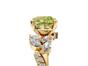 Solitaire Engagement Ring Setting for Fancy Yellow Cushion Cut Center with Marquise Accent Twist Band and Prong Head in Yellow Gold