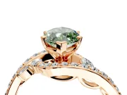 Solitaire Engagement Ring Setting for Fancy Green Marquise Center with Pave Bypass Twist Band and Prong Head in Rose Gold