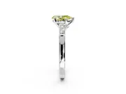3 Stone Engagement Ring Setting for Fancy Yellow Pear-Shaped Center with Tapered Baguettes, Plain Band and Prong Head in Platinum