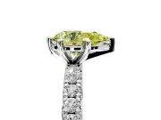 Solitaire Engagement Ring Setting for Fancy Yellow Pear-Shaped Center with Shared-Prong Accents and Prong Head in White Gold