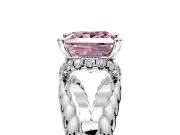 Halo Engagement Ring Setting for Fancy Pink Princess Cut Center with Rope Twist Split Shank and Prong Head in White Gold