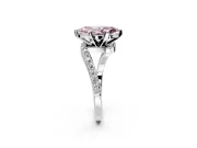 Solitaire Engagement Ring Setting for Fancy Pink Marquise Center with Pave Bypass Swirl Band and Prong Head in White Gold