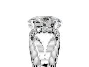 Halo Engagement Ring Setting for Oval Center with Rope Twist Split Shank and Prong Head in Platinum