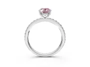 Solitaire Engagement Ring Setting for Fancy Pink Oval Center with Fine Pave Band and Prong Head in Sterling Silver