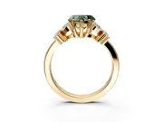 Floral Engagement Ring Setting for Fancy Green Heart-Shaped Center with Marquise Cluster Shoulders and Prong Head in Yellow Gold