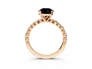 Solitaire Engagement Ring Setting for Fancy Black Round Cut Center with Alternating Size Accents and Prong Head in Rose Gold