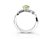 Solitaire Engagement Ring Setting for Fancy Yellow Pear-Shaped Center with Marquise Accent Twist Band and Prong Head in Platinum