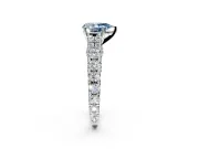 Solitaire Engagement Ring Setting for Fancy Blue Pear-Shaped Center with Pave Cathedral Shoulders and Prong Head in Sterling Silver