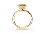 Solitaire Engagement Ring Setting for Fancy Yellow Princess Cut Center with Shared-Prong Accents and Prong Head in Yellow Gold