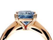 Solitaire Engagement Ring Setting for Fancy Blue Princess Cut Center with Reverse Tapered Band and Prong Head in Rose Gold