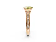 Solitaire Engagement Ring Setting for Fancy Yellow Oval Center with Pave Rail Split Shank and Prong Head in Rose Gold