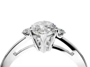 3 Stone Engagement Ring Setting for Marquise Center with Low-Set Round Cut Accents and Prong Head in Platinum