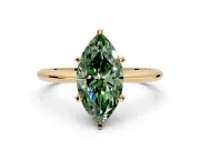 Solitaire Engagement Ring Setting for Fancy Green Marquise Center with Knife Ridge Band and Claw Prong Head in Yellow Gold