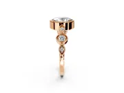 Vintage Station Engagement Ring Setting for Oval Center with Accents and Prong Head in Rose Gold