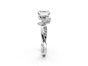 Floral Engagement Ring Setting for Asscher Cut Center with Trailing Marquise Accents and Prong Head in Platinum