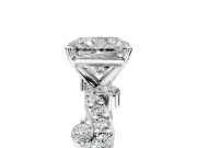 Solitaire Engagement Ring Setting for Radiant Cut Center with Bar-Station Pave Twist and Prong Head in Sterling Silver