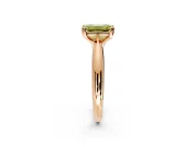 Solitaire Engagement Ring Setting for Fancy Yellow Emerald Cut Center with Reverse Tapered Band and Prong Head in Rose Gold
