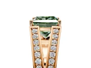 Split Shank Engagement Ring Setting for Fancy Green Princess Cut Center with Pave Split Shank and Prong Head in Rose Gold