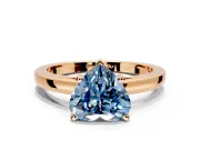 Solitaire Engagement Ring Setting for Fancy Blue Heart-Shaped Center with Basket Rail and Prong Head in Rose Gold