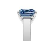 Solitaire Engagement Ring Setting for Fancy Blue Asscher Cut Center with Tapered Split Shoulders and Prong Head in Platinum