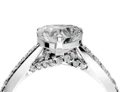 Solitaire Engagement Ring Setting for Heart-Shaped Center with Crossover Accents and Prong Head in White Gold