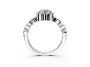 Vintage Station Engagement Ring Setting for Round Cut Center with Accents and Prong Head in Sterling Silver